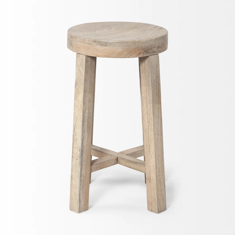 Brahma 26" Total Height White Washed Wood Stool