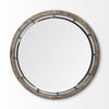 Sonance 46" Round Brown Wood Frame Mirror