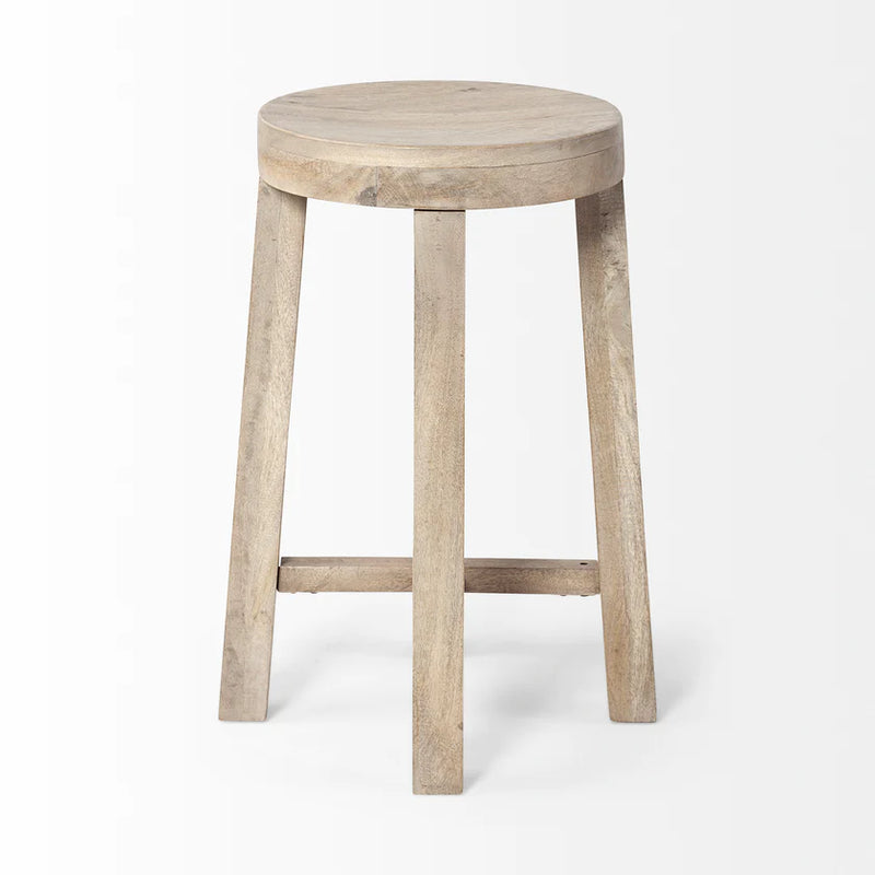 Brahma 26" Total Height White Washed Wood Stool