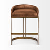 Hollyfield Brown Leather | Gold Metal | Counter Stool