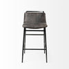 Kavalan 33.5" Total Height Ebony Leather Seat Black Metal Frame Counter Stool