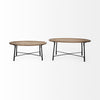 Helios (Set of 2) Brown Solid Wood Top Black Metal Base Nesting Coffee Tables