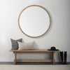 Gambit 46" Round Light Brown Wood Frame Wall Mirror