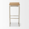 Givens Brown Wood W/Silver Metal Frame Barstool