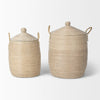 Kairi Set of 2 Seagrass Floor Baskets w/ Lids and Handles