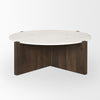 Bianca Dark Brown Wood w/ Marble Round Top Coffee Table