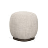 Siren Cream Fabric w/ Light Brown Wood Round Accent Stool