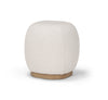 Siren Cream Fabric w/ Light Brown Wood Round Accent Stool
