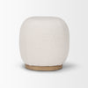 Siren Cream Fabric w/ Light Brown Wood Round Accent Stool