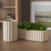 Mira Wide Textured Blush Beige Fluted Ceramic Vase