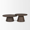 Takoda Dark Brown Wood Tapered Drum Nesting Coffee Tables