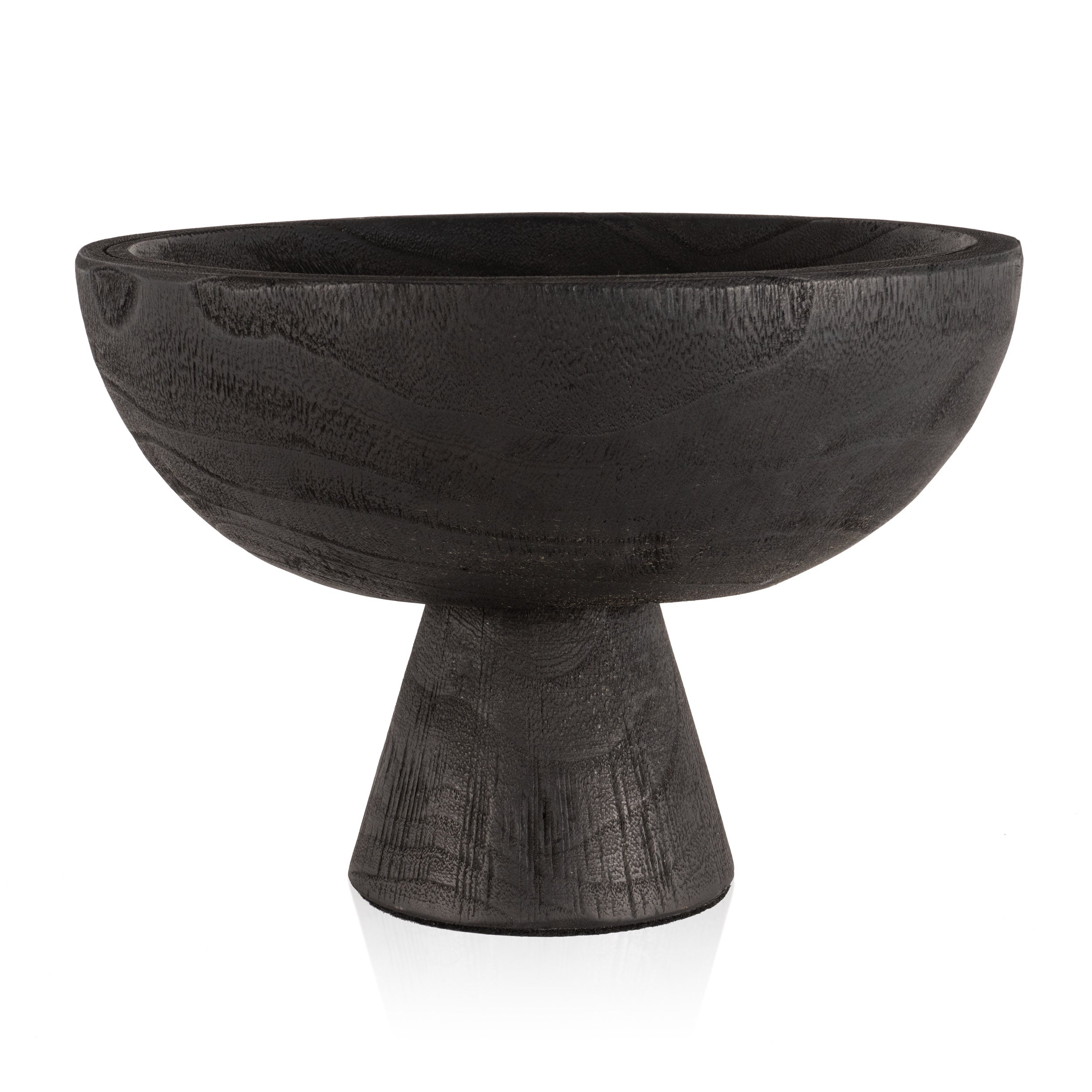 Brixton, Decorative Wood Pedestal Bowl, Black