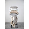 20" Linen Blend Pillow with Grid Pattern & Tassels
