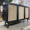 Floor Model CANE OVAL THREE DOOR CABINET