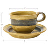 Stoneware Mug with Saucer - Set of 2