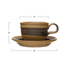 Stoneware Mug with Saucer - Set of 2