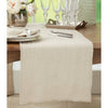 Fringed Design Stone Washed Linen Runner - Natural