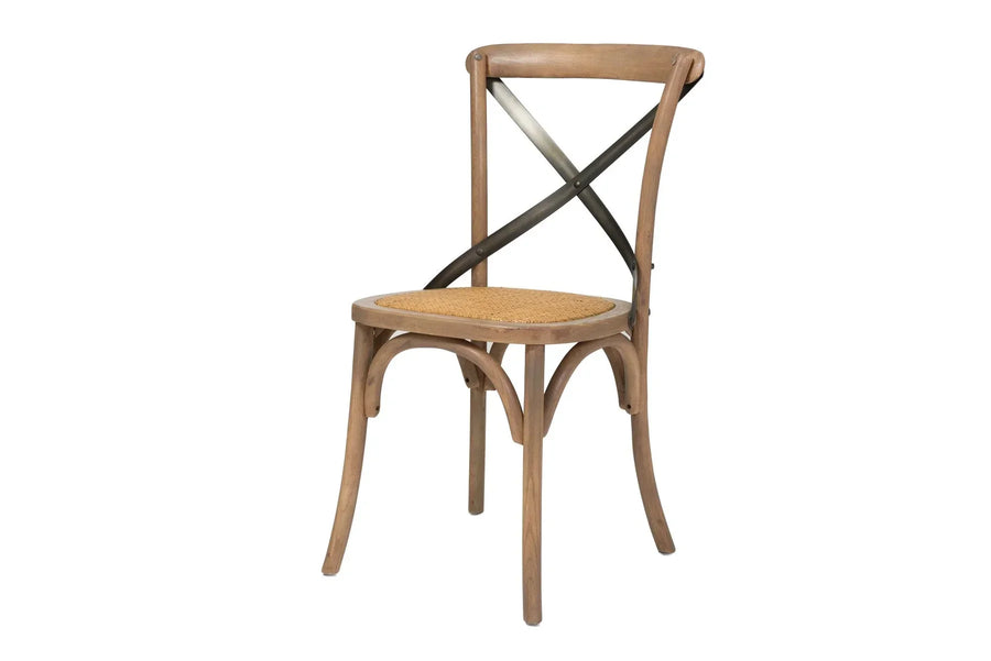 Cross Back Chair w/ Rattan Seat