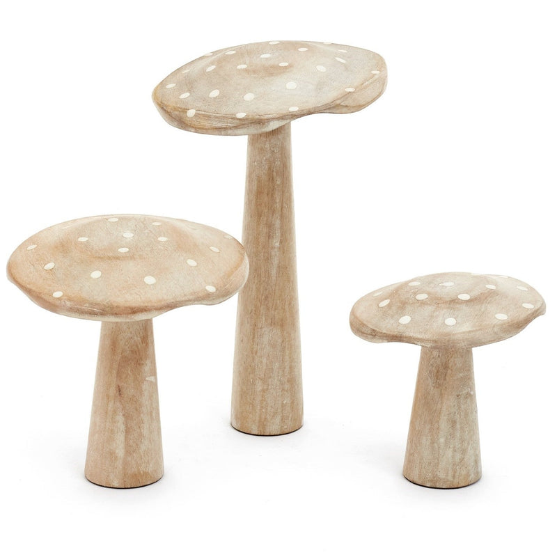 DECO LG MUSHROOM WD WHITEWASH