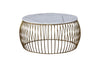 SOTO GOLD ROUND MARBLE COFFEE TABLE WIRE METAL BASE