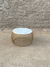 SOTO GOLD ROUND MARBLE COFFEE TABLE WIRE METAL BASE