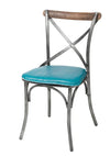 Metal Crossback Chair with Seat Cushion