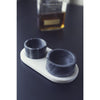 White & Gray Marble Cellars with Spoons & Tray