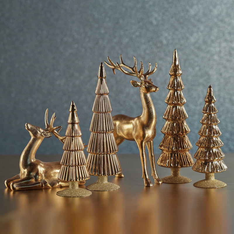 Alpine Glass Tree on Gold Glitter Base - Gold