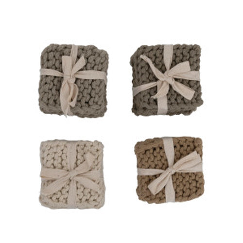 Cotton Crocheted Coasters -  Set of 4