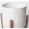 Groot Set Of Two 11.8 X 23 Eggshell Ceramic Wooden Base Plant Stands