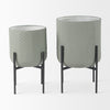 Mabel Set of Two 15.4 x 24.8 Green Top W/ Black Iron Base Plant Stands