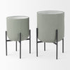 Mabel Set of Two 15.4 x 24.8 Green Top W/ Black Iron Base Plant Stands