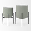 Mabel Set of Two 15.4 x 24.8 Green Top W/ Black Iron Base Plant Stands
