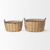 Braelyn 17.3L x 17.3W x 10.6H Set of Two Woven W/ Metal Detail Round Baskets