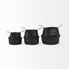 Ella 9.8L x 9.8W x 11.0H (Set of 3) Black Seagrass Basket W/ Light Brown Handles