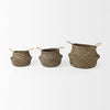 Gaia 17.7L x 17.7W x 20.5H Set of 3 Light and Dark Brown Cross Patterend Belly Seagrass Basket
