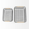 Marius 20.9L x 15.2W x 12.2 Set of Two Matte Black Metal W/ Rope Trim Rectangular Baskets