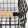 Marius 20.9L x 15.2W x 12.2 Set of Two Matte Black Metal W/ Rope Trim Rectangular Baskets