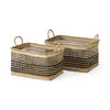 Nia 18.5L x 13.4W x 14.6H Set of 2 Light Brown Seagrass Rectangular Basket with Handles