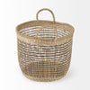Triopas (Set of 3) Medium Brown Seagrass Round Basket W/ Handles