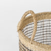 Triopas (Set of 3) Medium Brown Seagrass Round Basket W/ Handles