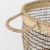 Triopas (Set of 3) Medium Brown Seagrass Round Basket W/ Handles