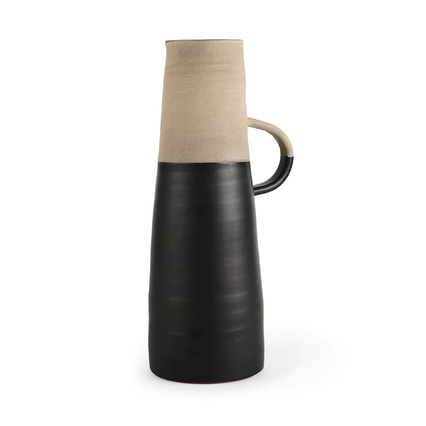 Garand Large 18.8H Two-tone Black/Natural  Ceramic Jug