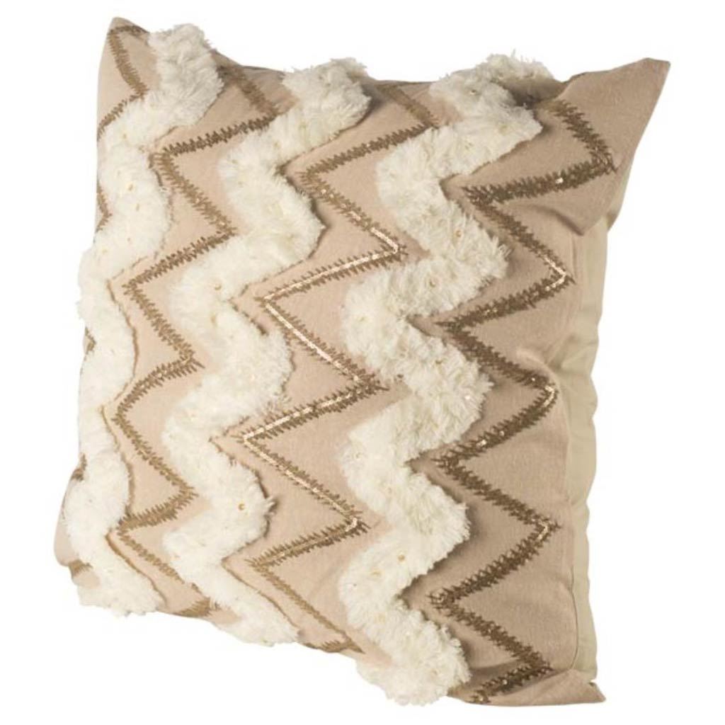 Duston II Tan and White Zig Zag Decorative Pillow Cover