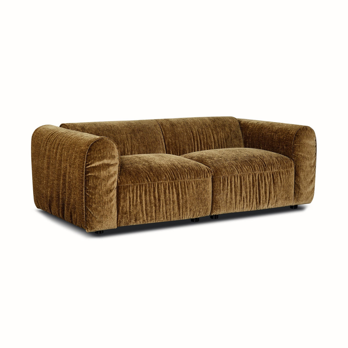 Front view of the Larvik modular 2-seater sofa in moss green corduroy