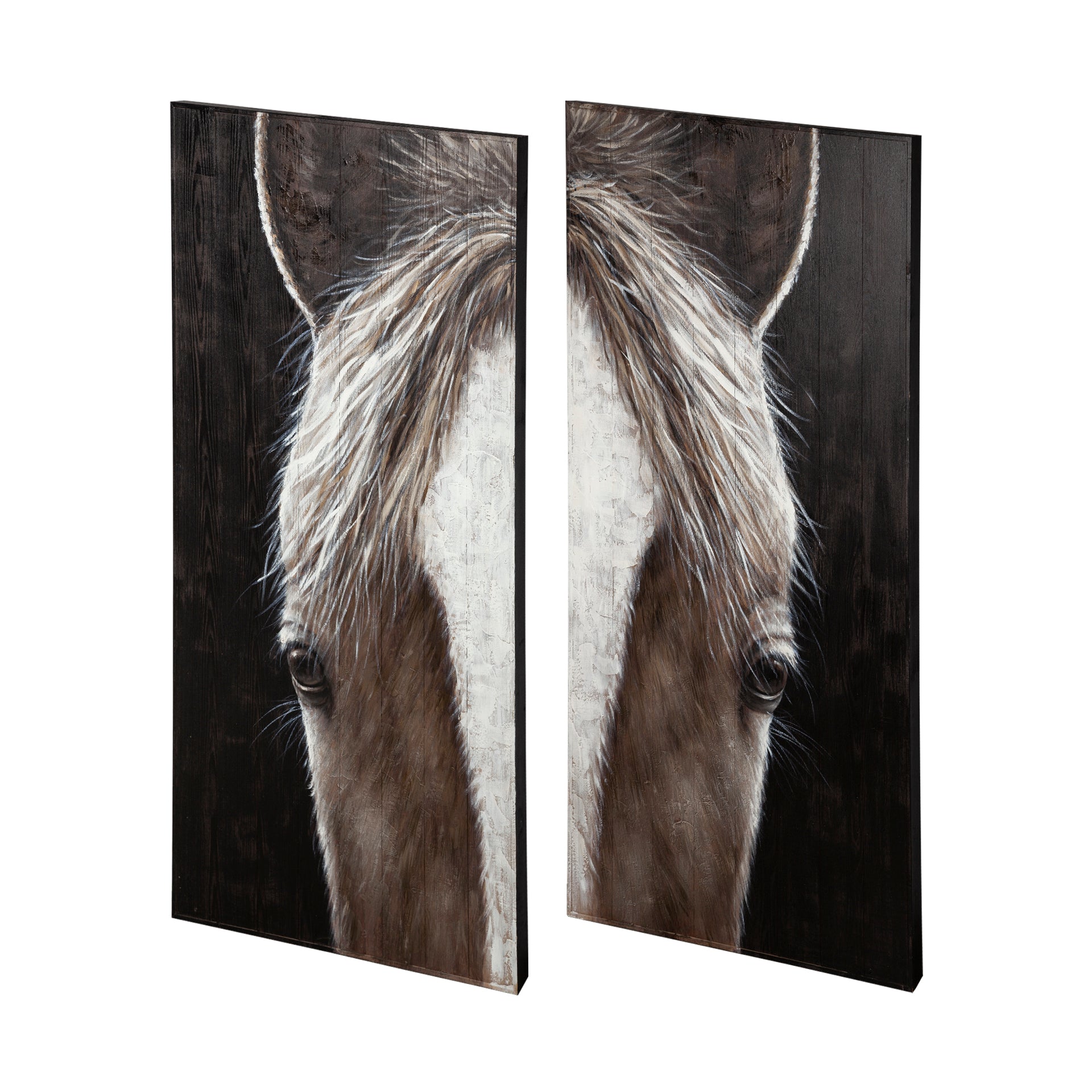 Equus Diptych 60x60 Horse Original Hand Painted on Wood Oil Painting