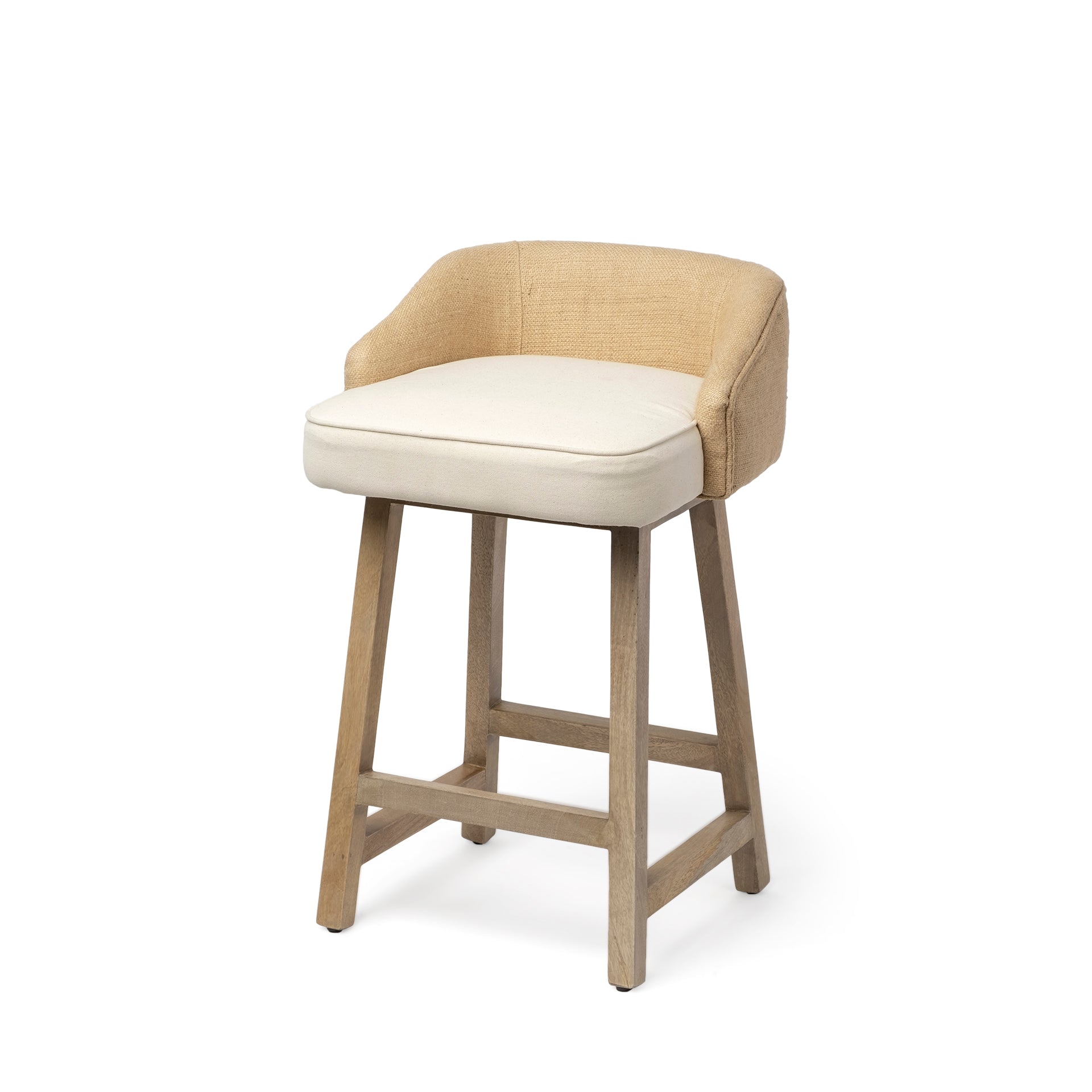 Monmouth Cream Fabric | Brown Wood | Counter Stool