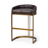 Hollyfield Black Leather | Antiqued Gold Metal | Bar Stool