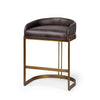 Hollyfield Black Leather | Antiqued Gold Metal | Counter Stool