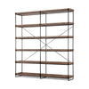 Trey IV 80L x 16W x 87.5H Medium  Brown Wood and Iron Five Tray Shelf  Shelving Unit